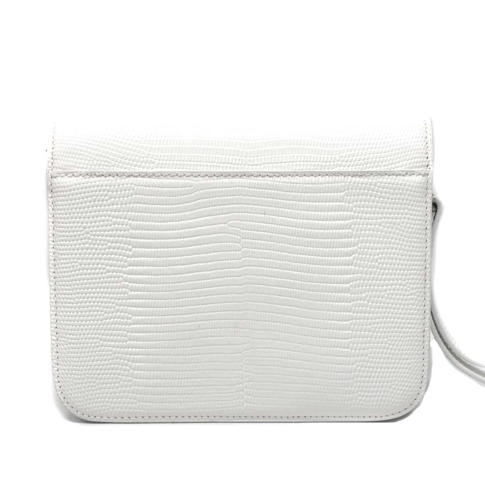 Balenciaga B Logo Plaque Crossbody Bag croc embossed White - Picture 2 of 11